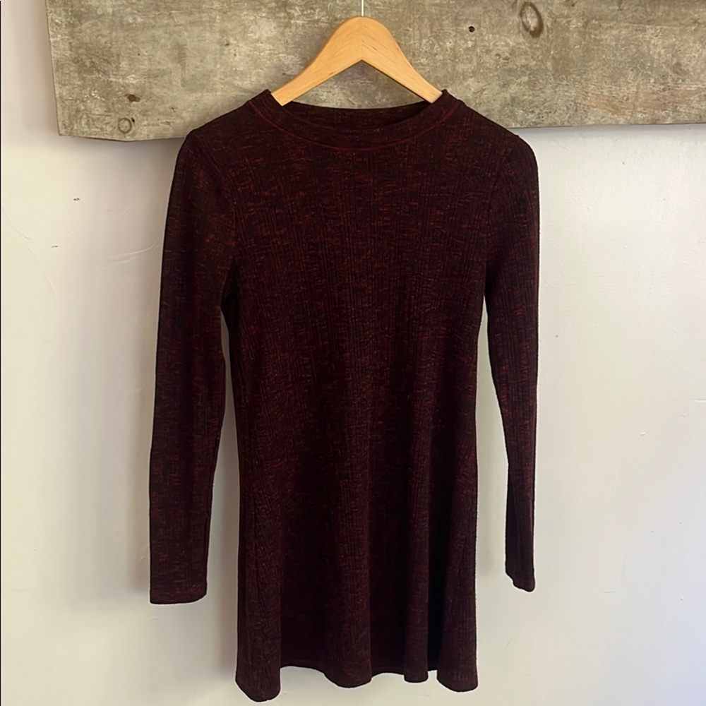 Maroon Ribbed Knit Dress